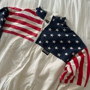 Vintage oversized American flag quarter zip sweatshirt ❤️🤍💙